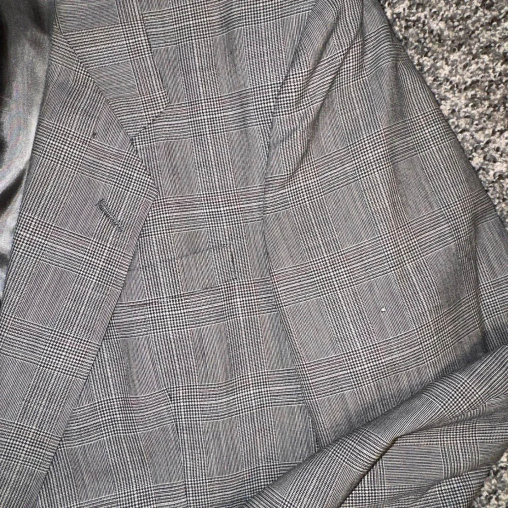 Vintage 80s Christian Dior Monsieur 42R Grey Glen Plaid Wool Blazer Sport Coat - Picture 2 of 8